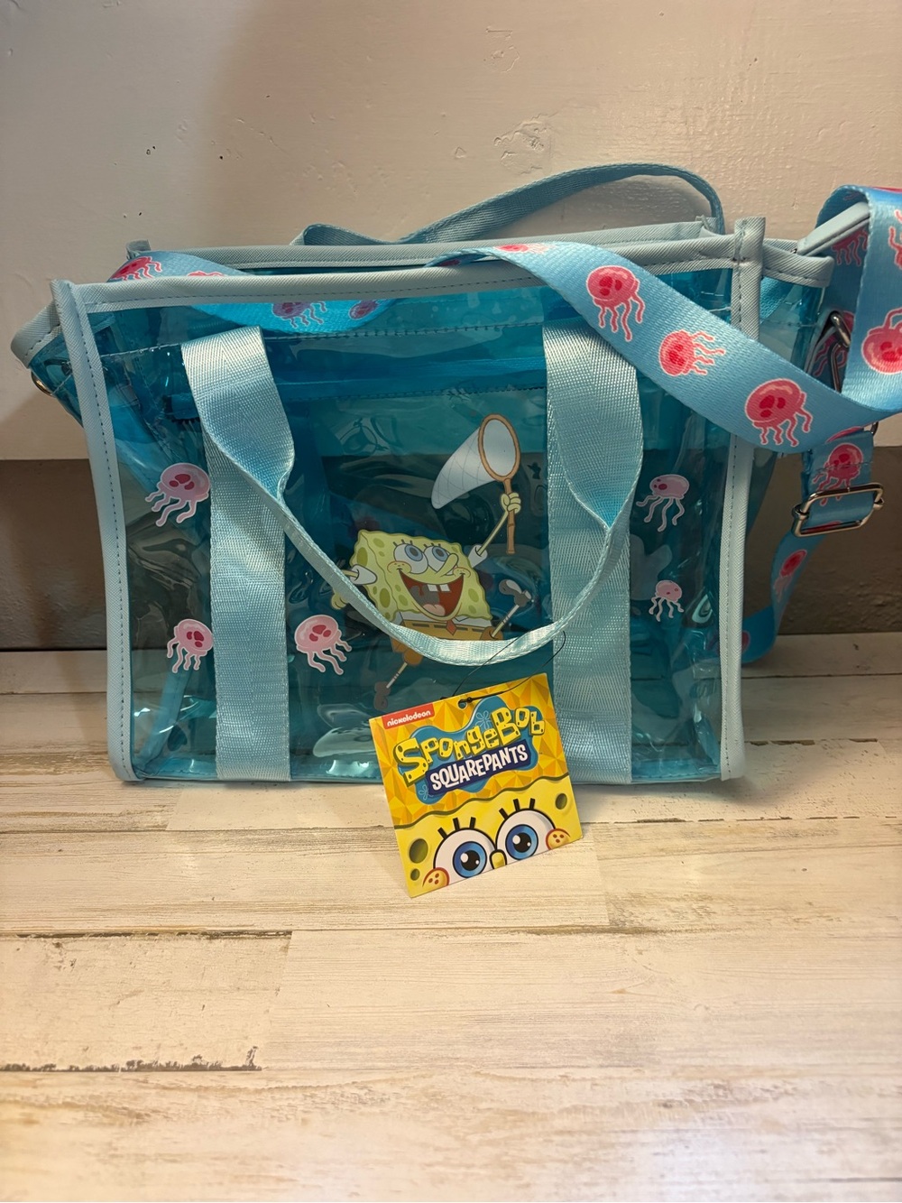 SpongeBob SquarePants Kids Clear Beach Bag - Light Blue NWT
